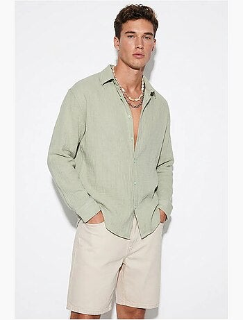 Camisa oversized texturizada com abotoamento frontal lucci
