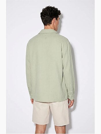 Camisa oversized texturizada com abotoamento frontal lucci