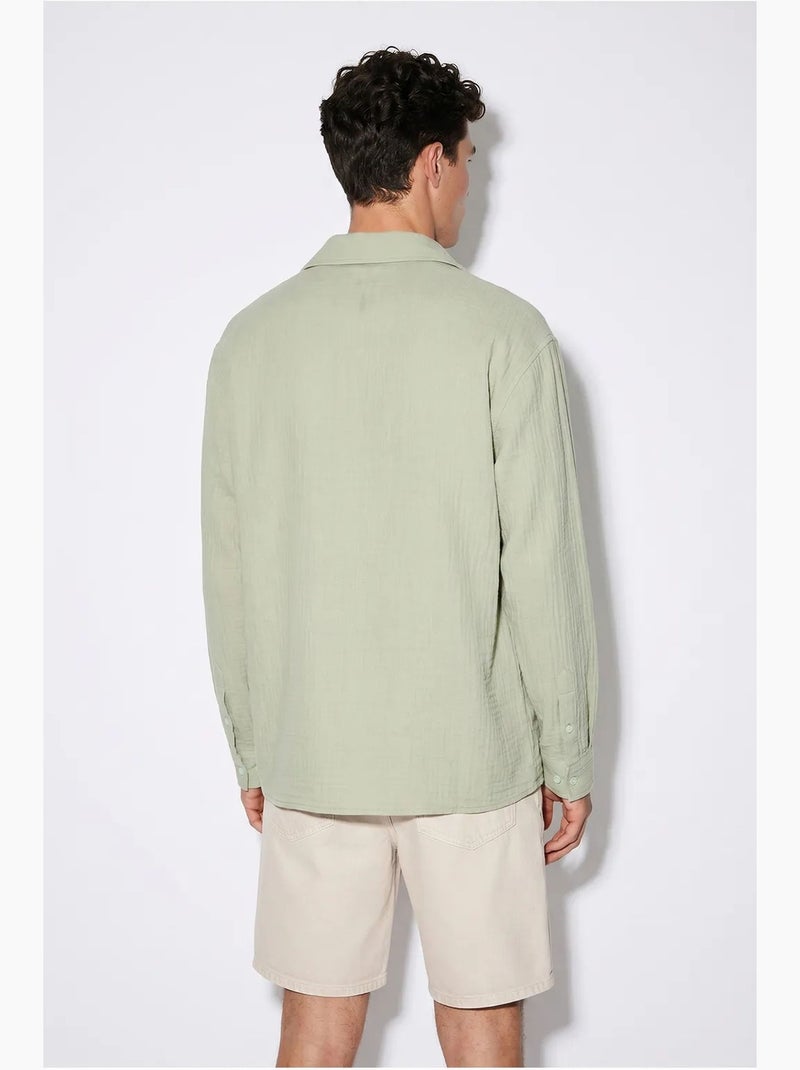 Camisa oversized texturizada com abotoamento frontal lucci Verde menta - Kiabi
