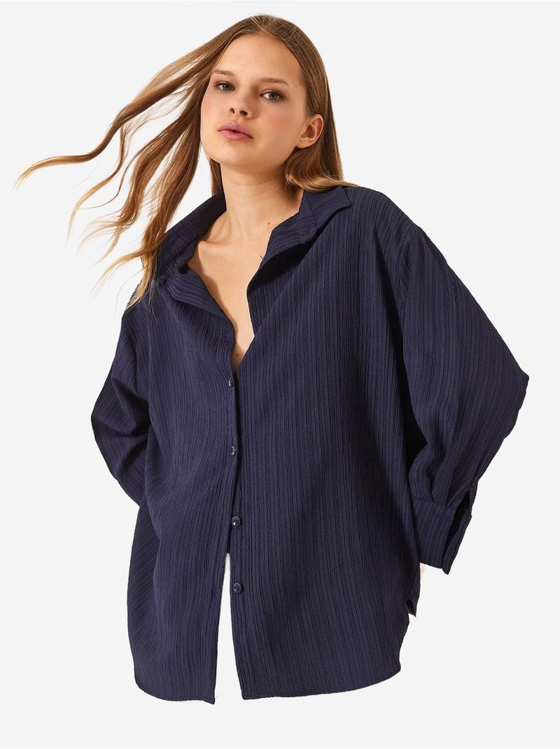 Camisa oversized texturizada lucci Azul-marinho - Kiabi
