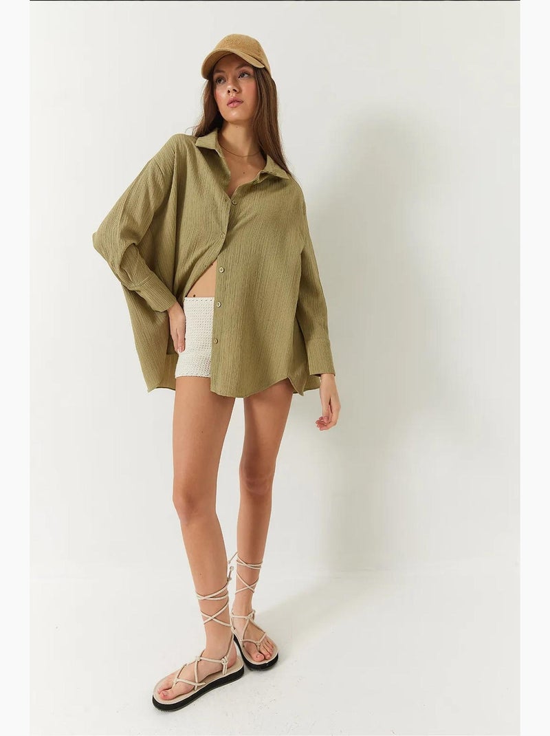 Camisa oversized texturizada lucci Cáqui - Kiabi