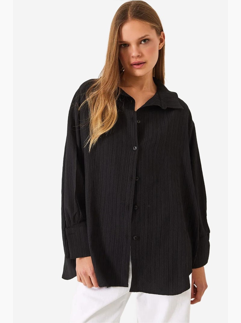 Camisa oversized texturizada lucci Preto - Kiabi