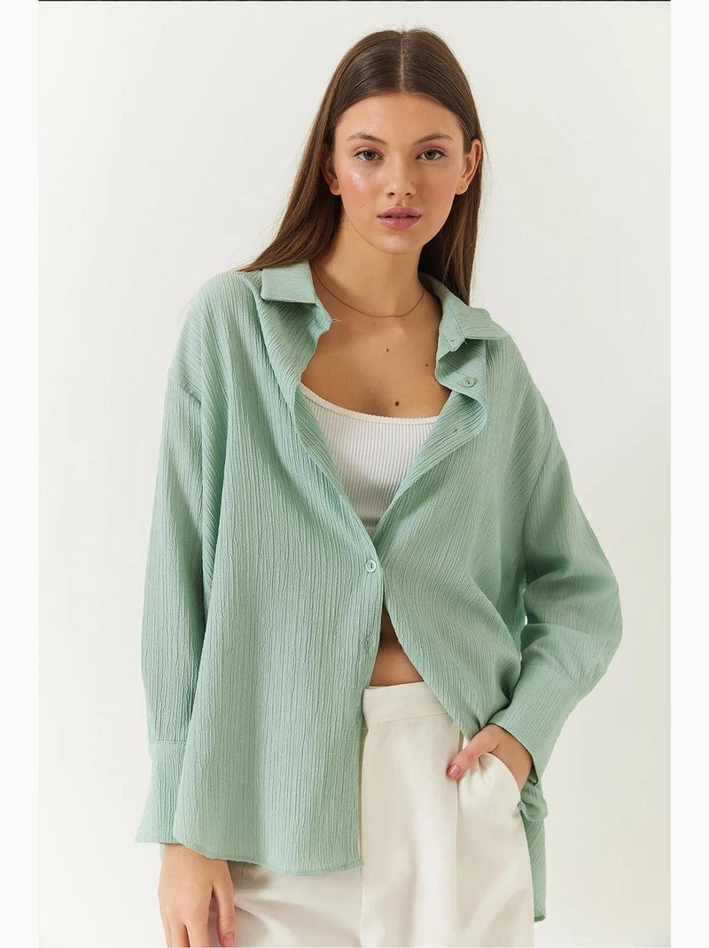 Camisa oversized texturizada lucci Verde menta - Kiabi