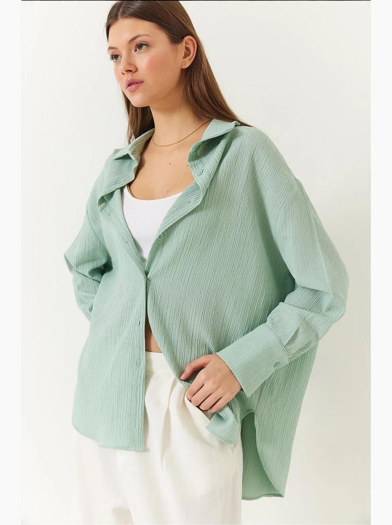 Camisa oversized texturizada lucci Verde menta - Kiabi