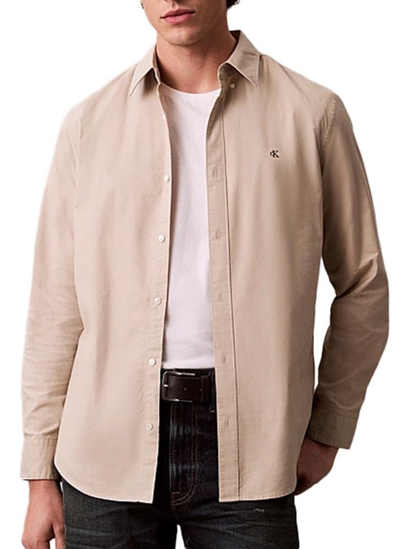 Camisa Oxford Bege Calvin Klein Jeans para Homem Bege - Kiabi