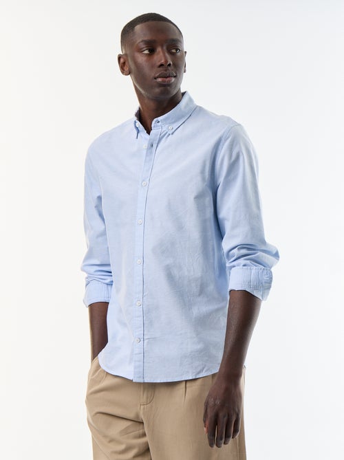 Camisa oxford com abertura abotoada - Kiabi Camisa oxford com abertura abotoada - Kiabi