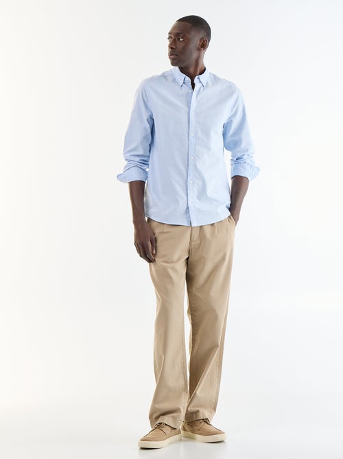 Camisa oxford com abertura abotoada - Kiabi Camisa oxford com abertura abotoada - Kiabi