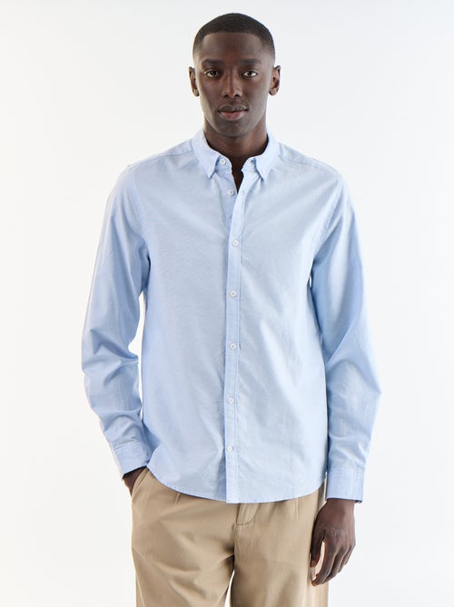Camisa oxford com abertura abotoada - Kiabi Camisa oxford com abertura abotoada - Kiabi