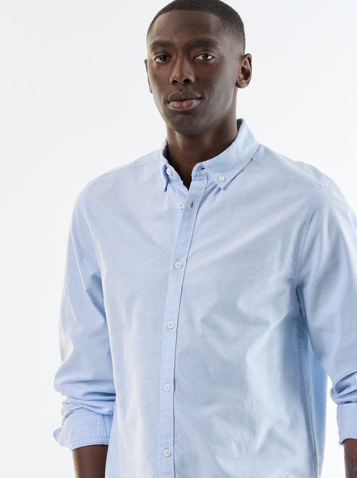Camisa oxford com abertura abotoada - Kiabi Camisa oxford com abertura abotoada - Kiabi