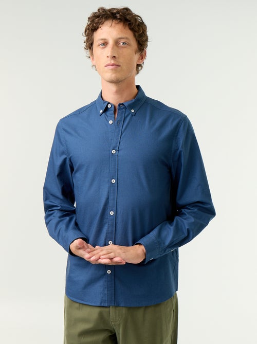 Camisa oxford com abertura abotoada - Kiabi Camisa oxford com abertura abotoada - Kiabi