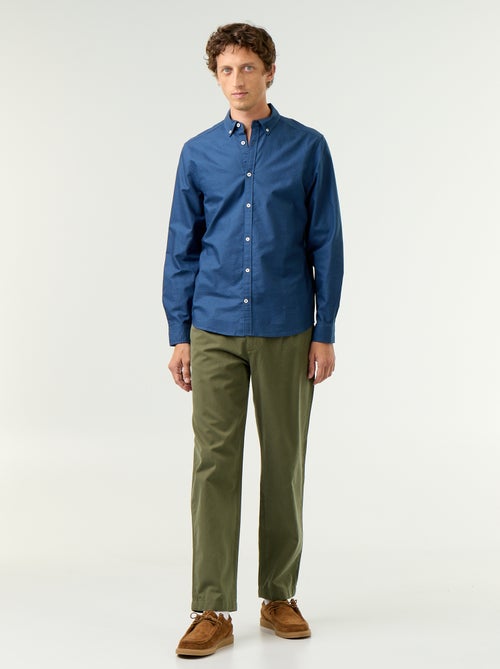 Camisa oxford com abertura abotoada - Kiabi Camisa oxford com abertura abotoada - Kiabi