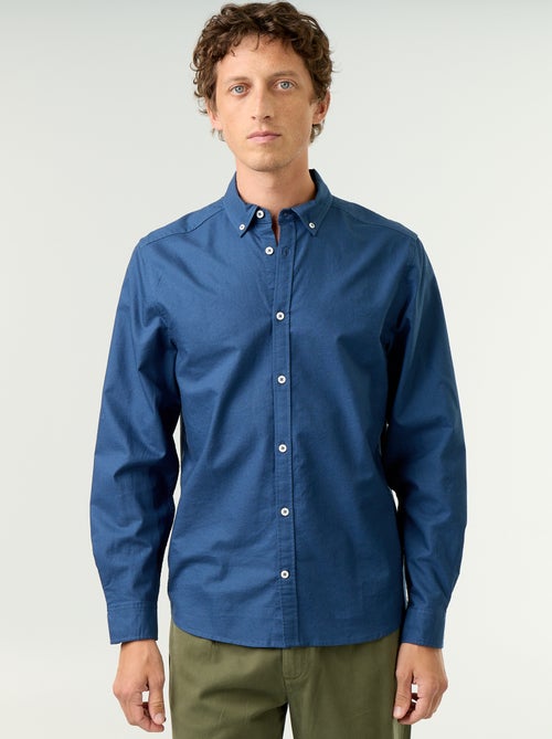 Camisa oxford com abertura abotoada - Kiabi Camisa oxford com abertura abotoada - Kiabi