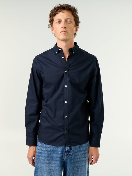 Camisa oxford com abertura abotoada - Kiabi Camisa oxford com abertura abotoada - Kiabi