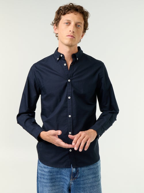 Camisa oxford com abertura abotoada - Kiabi Camisa oxford com abertura abotoada - Kiabi
