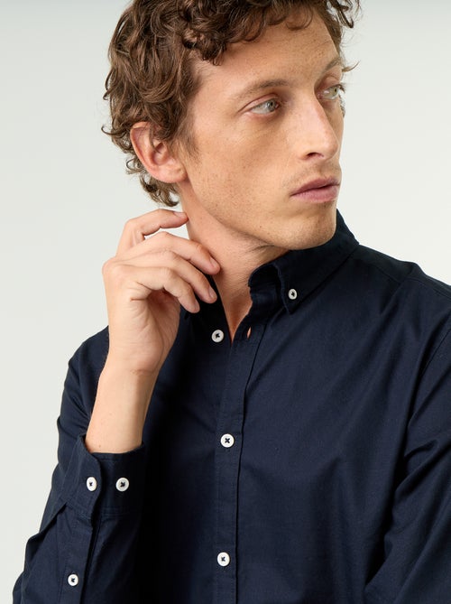 Camisa oxford com abertura abotoada - Kiabi Camisa oxford com abertura abotoada - Kiabi