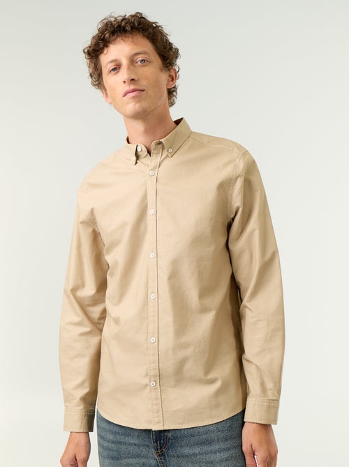 Camisa oxford com abertura abotoada - Kiabi Camisa oxford com abertura abotoada - Kiabi
