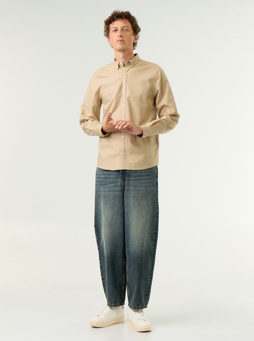 Camisa oxford com abertura abotoada - Kiabi Camisa oxford com abertura abotoada - Kiabi