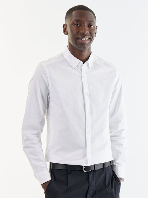 Camisa oxford com abertura abotoada - Kiabi Camisa oxford com abertura abotoada - Kiabi