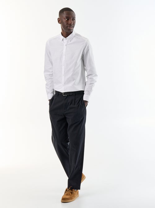 Camisa oxford com abertura abotoada - Kiabi Camisa oxford com abertura abotoada - Kiabi