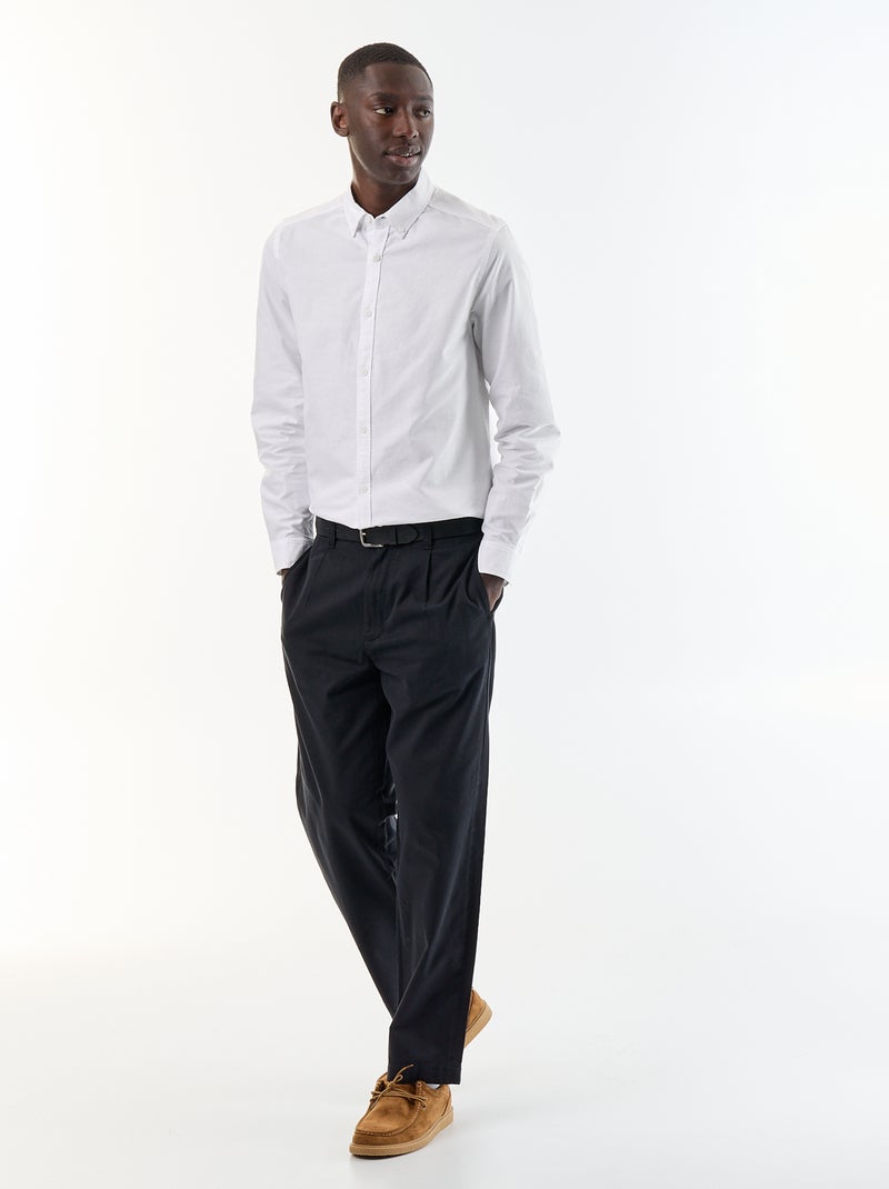 Camisa oxford com abertura abotoada Branco - Kiabi