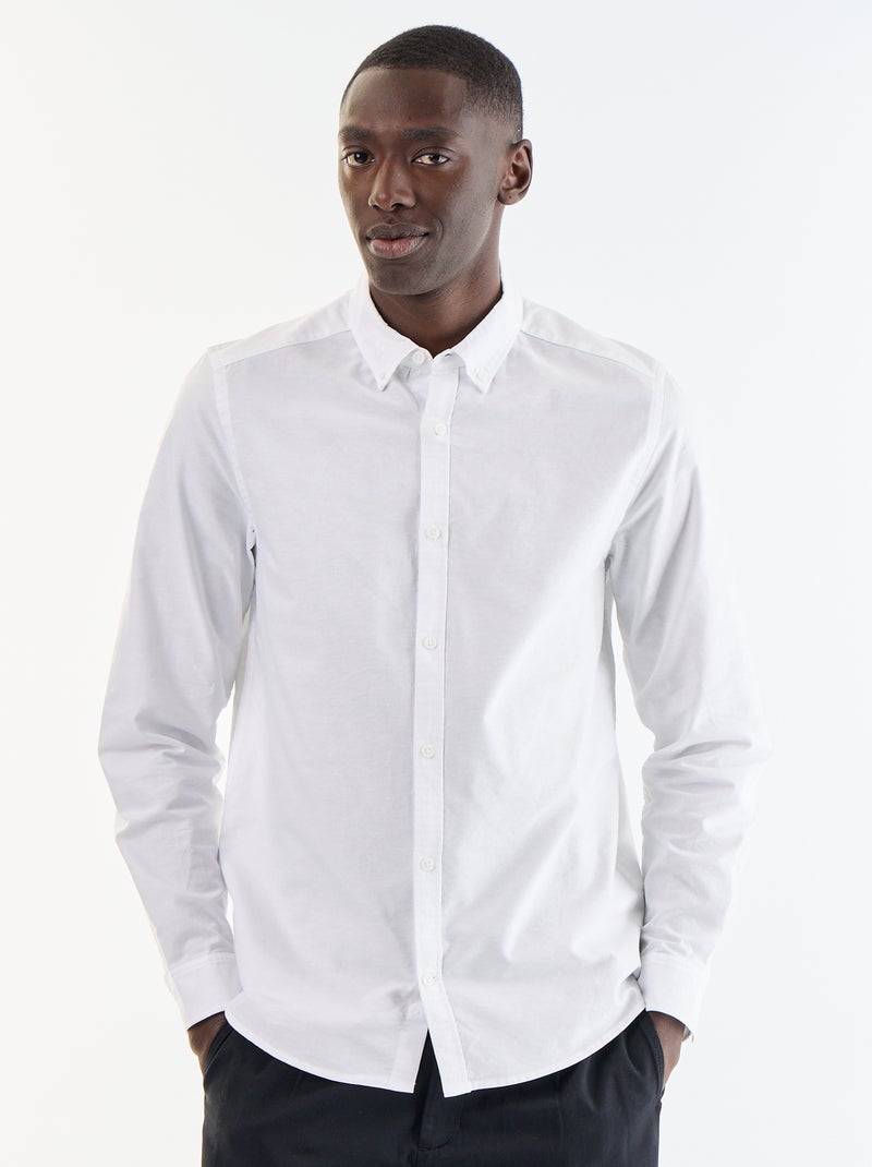 Camisa oxford com abertura abotoada Branco - Kiabi