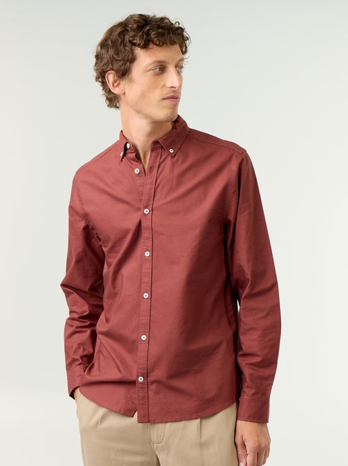 Camisa oxford com abertura abotoada - Kiabi