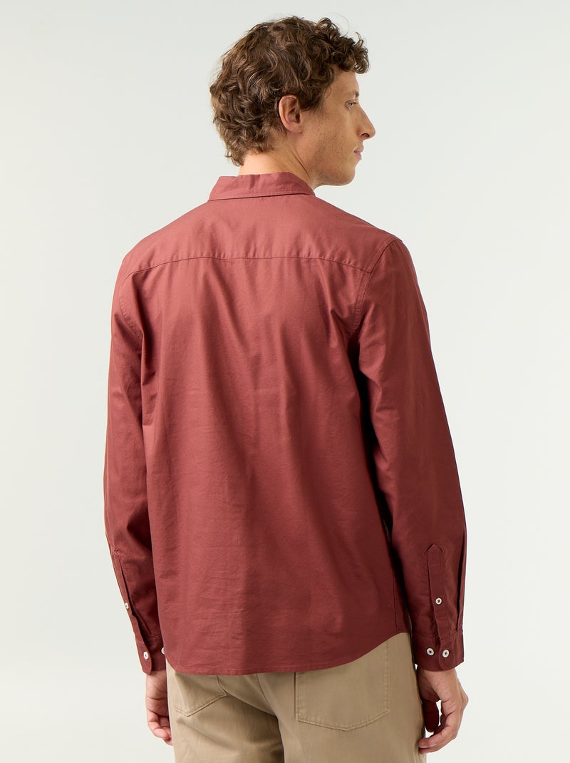 Camisa oxford com abertura abotoada Castanho - Kiabi
