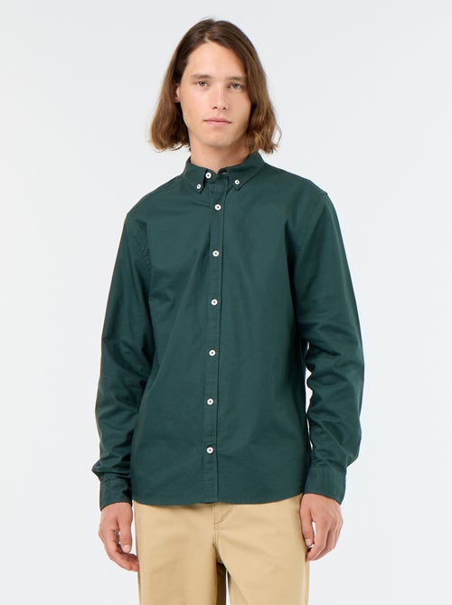Camisa oxford com abertura abotoada - Kiabi
