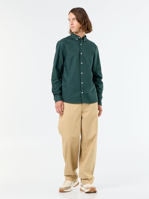 Camisa oxford com abertura abotoada - Kiabi