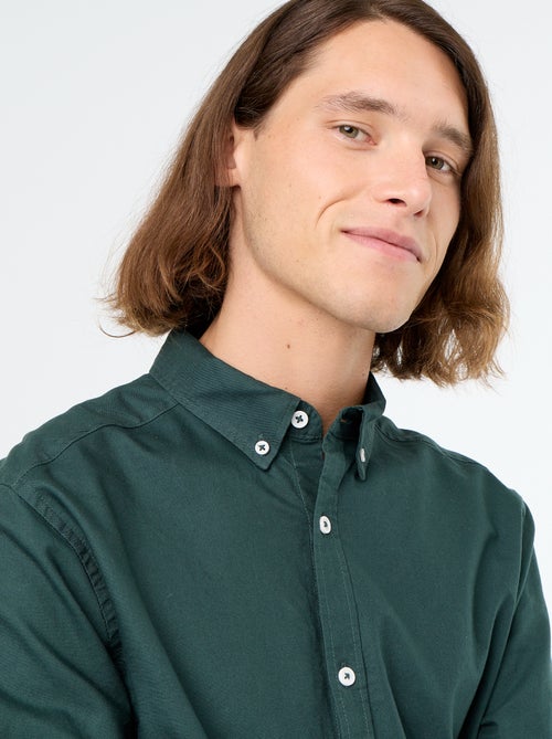Camisa oxford com abertura abotoada - Kiabi