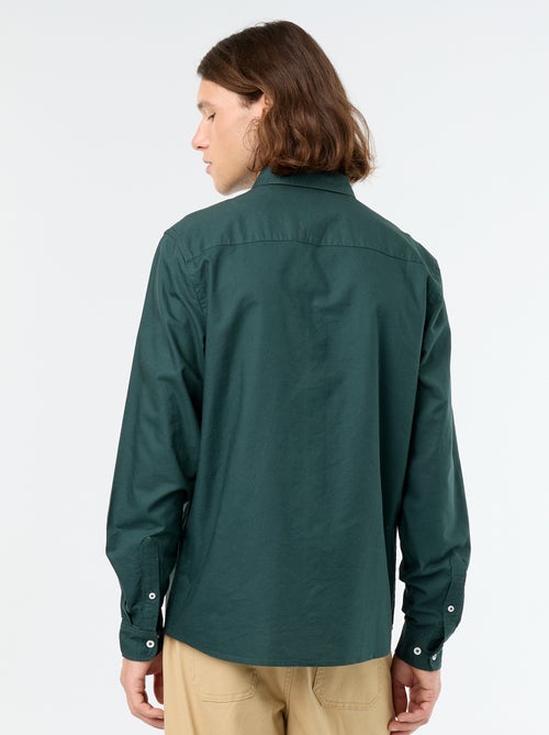 Camisa oxford com abertura abotoada - Kiabi