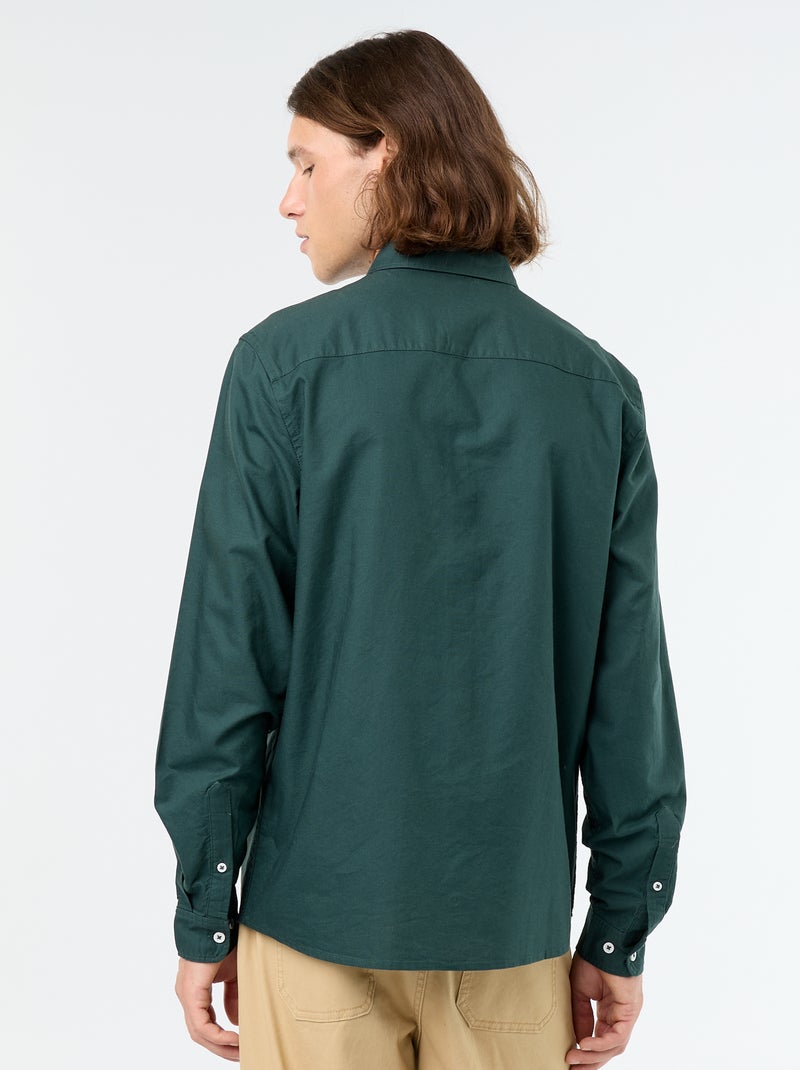 Camisa oxford com abertura abotoada Verde - Kiabi