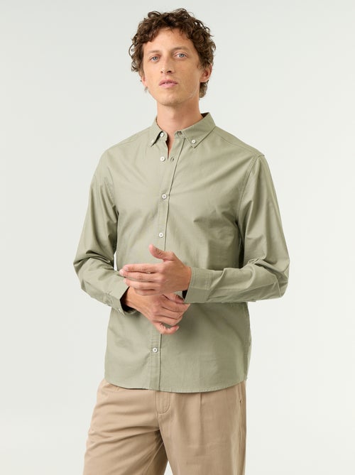 Camisa oxford com abertura abotoada - Kiabi