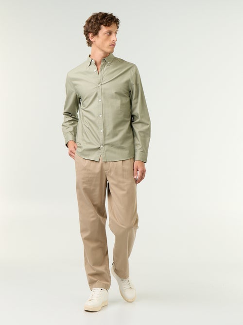 Camisa oxford com abertura abotoada - Kiabi