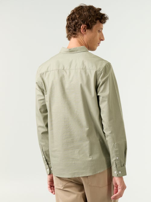 Camisa oxford com abertura abotoada - Kiabi