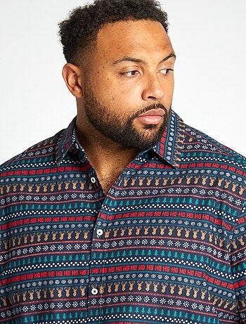 Camisa oxford com estampado 'Natal'