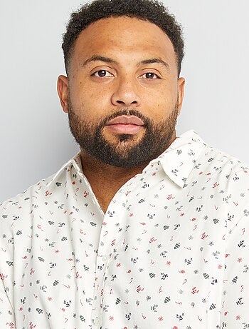Camisa oxford com estampado 'Natal'