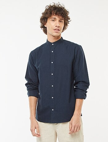 Camisa Oxford com gola mao