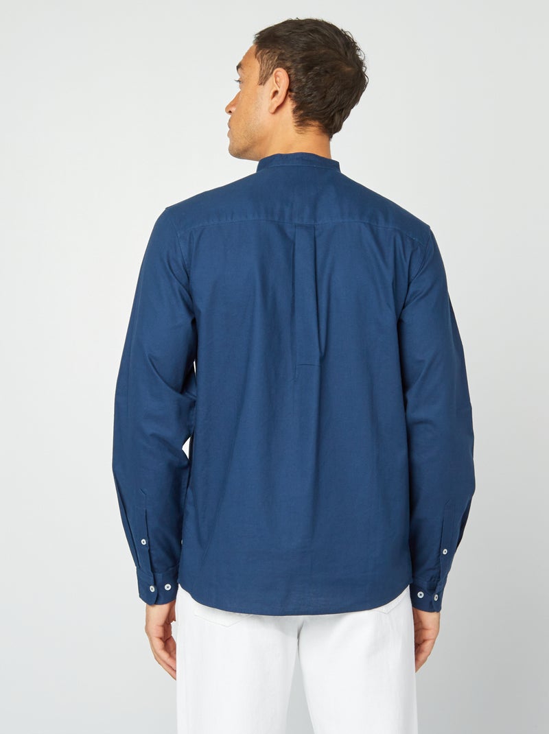 Camisa Oxford com gola mao AZUL - Kiabi