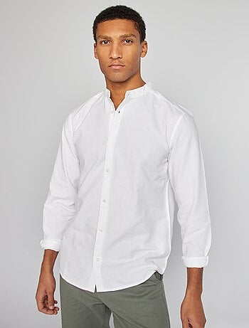 Camisa Oxford com gola mao