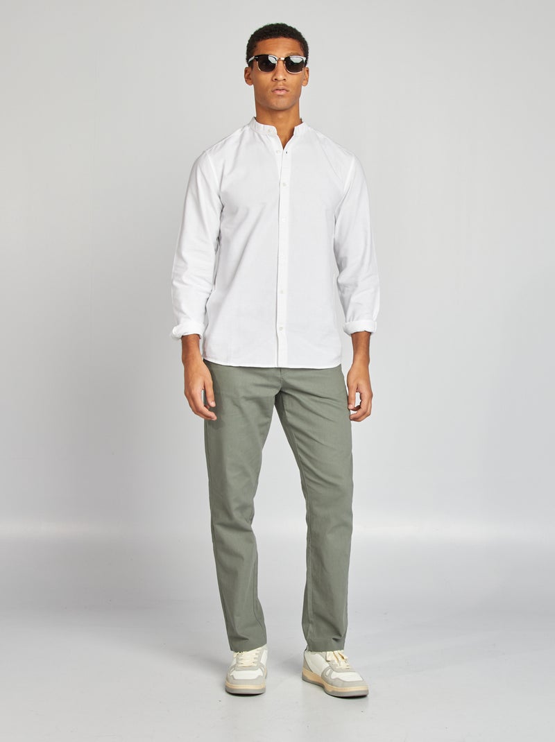 Camisa Oxford com gola mao BRANCO - Kiabi