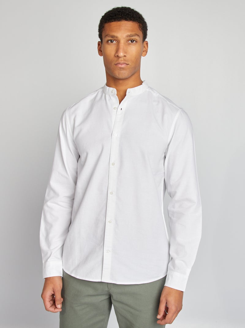 Camisa Oxford com gola mao BRANCO - Kiabi