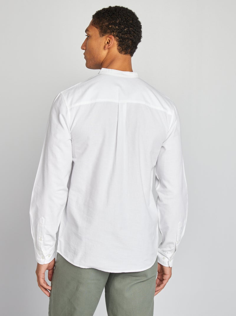 Camisa Oxford com gola mao BRANCO - Kiabi