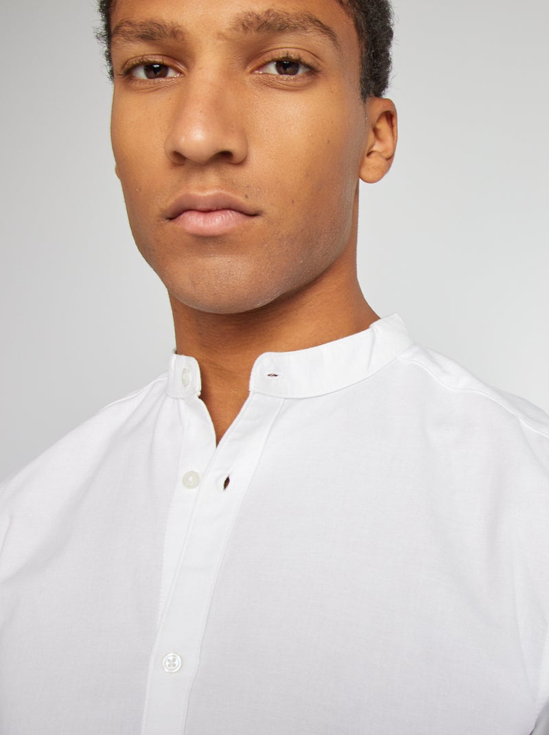 Camisa Oxford com gola mao BRANCO - Kiabi