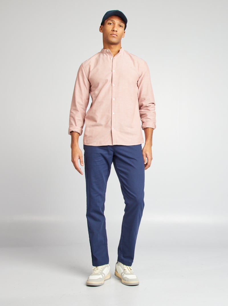 Camisa Oxford com gola mao ROSA - Kiabi