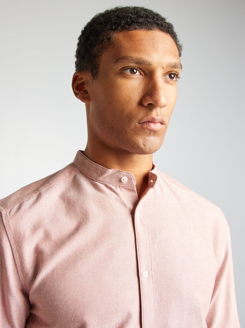 Camisa Oxford com gola mao ROSA - Kiabi