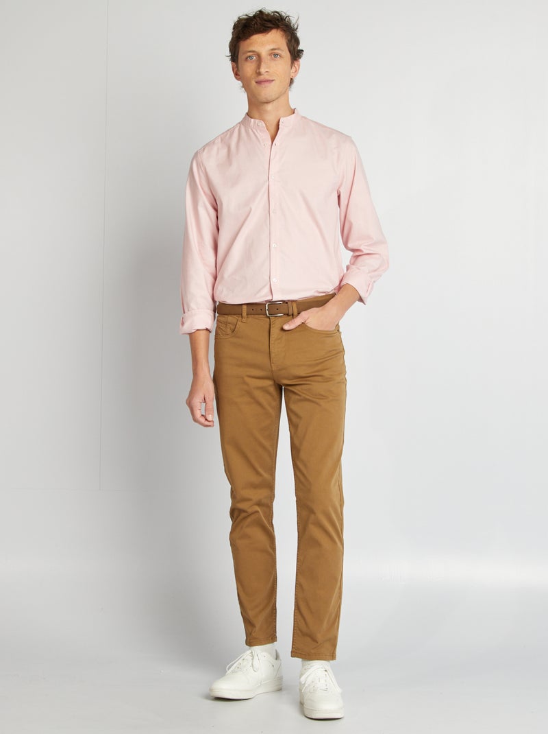 Camisa Oxford com gola mao - ROSA - Homem - 18.00€ - Kiabi
