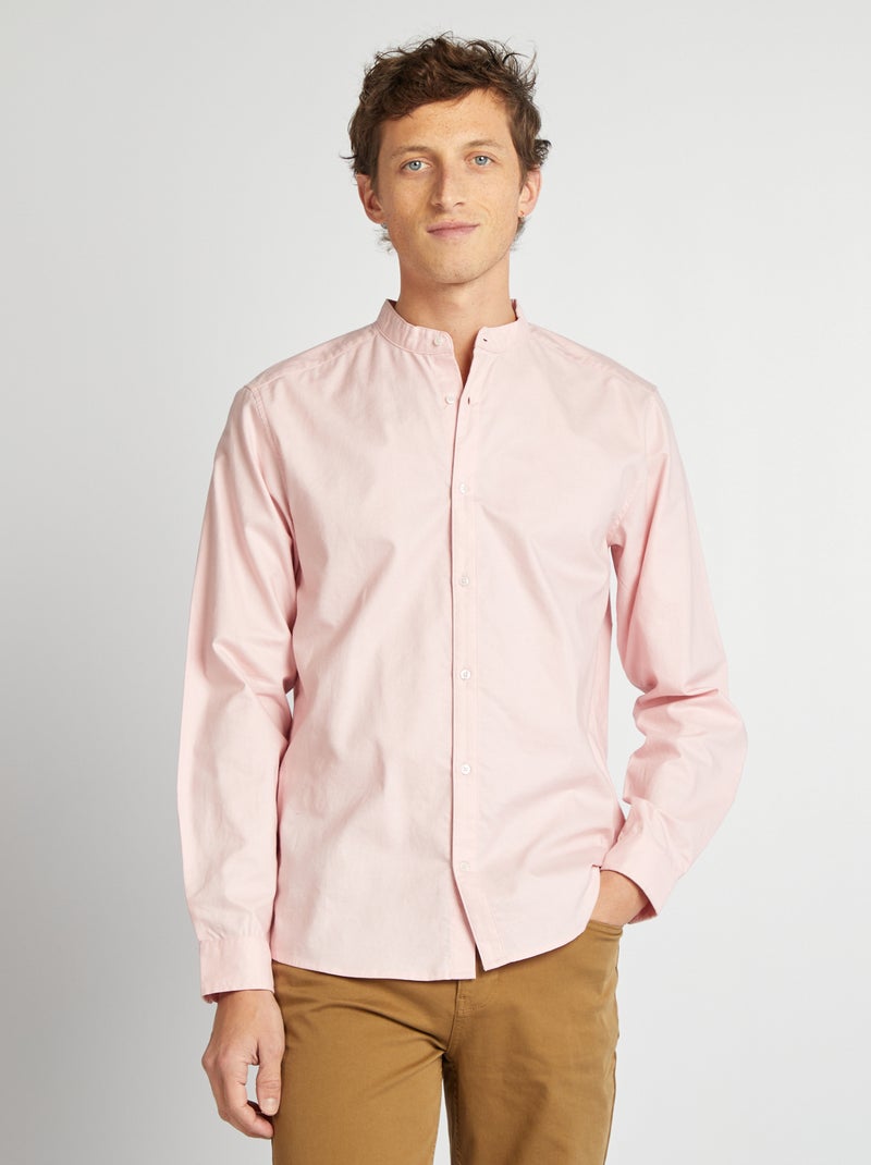 Camisa Oxford com gola mao - ROSA - Homem - 18.00€ - Kiabi