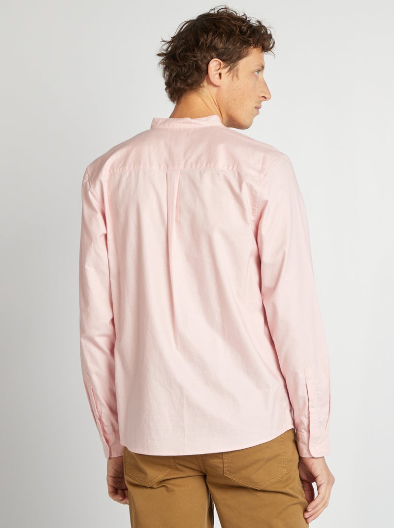 Camisa Oxford com gola mao - ROSA - Homem - 18.00€ - Kiabi