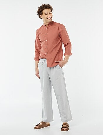 Camisa Oxford com gola mao